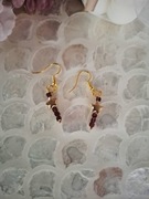 Kolczyki handmade srebro pozłacane z naturalnych kamieni granat hematyt