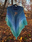 CHUSTA HANDMADE, ażurowa, frędzle, SZYDEŁKO, rękodzieło 