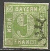 BAYERN 1850 Mi 5 kasowane