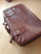 Stara Walizka torba skórzana brązowa PRL retro zapinana klamry i zatrzask