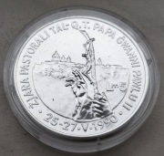 Malta 5 Lira 1990 r Wizyta Papieża srebro 925