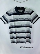 Koszulka polo t-shirt męski krótki rękaw paski kołnierzyk bawełna "polówka"
