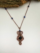 Miedziany naszyjnik ręcznie robiony z turmalinem i lapisem