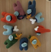 Among Us unikat rękodzieło szydełko 12 cm ZESTAW 9