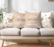 Zestaw 4x Poszewki Dekoracyjne 40x40 cm – Beżowe Motyle Boho Premium