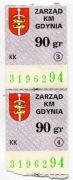 Bilety z karnetu ZKM Gdynia, 2 x 0,90 zł