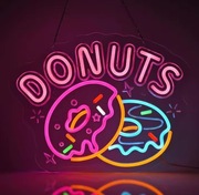 NEON DONUTS SZYLD LED DONUT PĄCZEK ŚWIETLNY LAMPKA USB NA OKNO ŚCIANĘ 