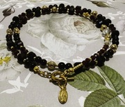 Naszyjnik z krzyżykiem i Cudownym Medalikiem VIN ROUGE granat, lawa, srebro