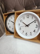 Zestaw 2x zegar ścienny 20 cm – biały + czarny, cichy mechanizm