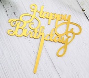 Topper happy birthday złoty