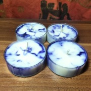 Świeczki tealight.  4szt. Ręcznie robione.  Biało-niebieskie.