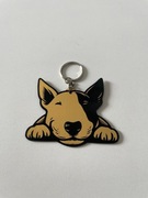 Złoty breloczek do kluczy bulterier, pitbull, amstaff