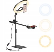 Lampa LED pierścieniowa, 10 cali, ze statywem,