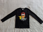 Czarna bluzka z długim rękawem Pokemon Pikachu 134 - 140 jak nowa