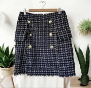 Spódnica Cocomore na jesień zimę jodełka splot złote guziki retro bawełna M