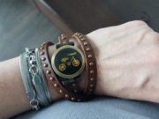 bransoletki skórzane rower z części zegarka 