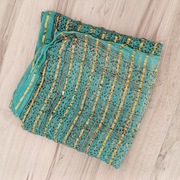 **morska CHUSTA złote paski szal 100x100 cm 