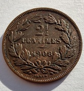 LUXEMBURG 2 1/2 Centimes 1908 okołoMENNICZA