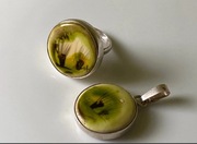 Porcelana ceramika w srebrze srebro pierścionek zawieszka vintage