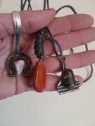 Zestaw 3 naszyjniki boho  podkowa + piramida + kamień | choker | vintage 