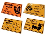Personalizowana METALOWA tabliczka ostrzegawcza uwaga pies psy 40 WZORÓW