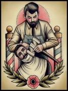 Zestaw 3 obrazów 40x30cm Barber shop / artgallery