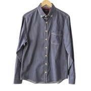 Koszula męska Claudio Campione L granatowa w paski 100% bawełna elegancka