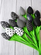 Tulipany bawełniane. Bukiet 12 czarnych tulipanów. Tulipany z materiału.