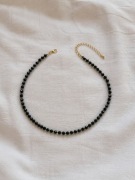 Naszyjnik damski czarne koraliki choker regulowany elegancki 