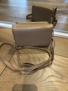 Torebka beżowa na pasku ekoskórą