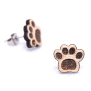 Kolczyki biżuteria z drewna łapa kota psa Sztyft