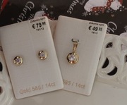 Złote kolczyki i zawieszka złoto 585