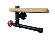 Uchwyt na papier toaletowy z półką loft industrialny z rur hydraulicznych