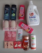 Zestaw kosmetyków pęsety żele prysznic ISANA olejek odżywka lodowy masażer 