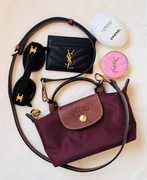 Longchamp Le Pliage Nowa torebka mała burgundowa mini pouch XS z paskiem