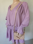 Damska wrzosowa w kropki sukienka, pas guma, mini r S/36 IVIVI