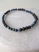 Bransoletka męska unisex z kamieni ława wulkaniczna azuryt hematyt