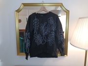 Bluza Reserved kwiaty rozmiar M haftowana czarny srebrny