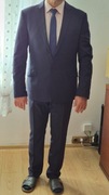 Garnitur męski, niebieski prążkowany