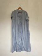 Biało niebieska sukienka koszulowa midi w paski lato zwiewna luźna H&M 42