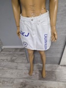 Calvin Klein biała spódnica jeansowa z napisami rozmiar 29