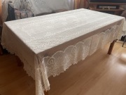 Obsrus ECRI / ecru 150 x 220, Elegancki Obrus z Koronką - Poliester