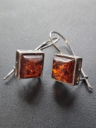 Srebrne kolczyki 925 Sterling z bursztynami naturalnymi