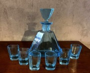 Uranowy zestaw do likieru Moser Art Deco