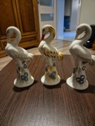 TRZY PIĘKNE FLAMINGI PORCELANOWE