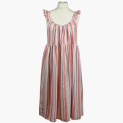 Sukienka Papaya 44 XXL len wiskoza maxi kolorowe paski na ramiączkach