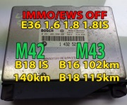 ecu EWS OFF BMW e36 316i 318i m42 m43 b16 immo off