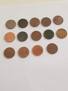 II RP Lot jednogroszówek 1923-1939/14sztuk/