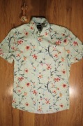 Koszula Olymp r. 38 zielona w kwiaty kr rękaw bawełniana męska 
