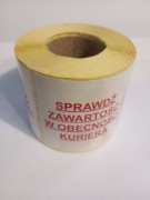 Etykiety ostrzegawcze:  Sprawdź zawartość w obecności kuriera 73x73 500szt.